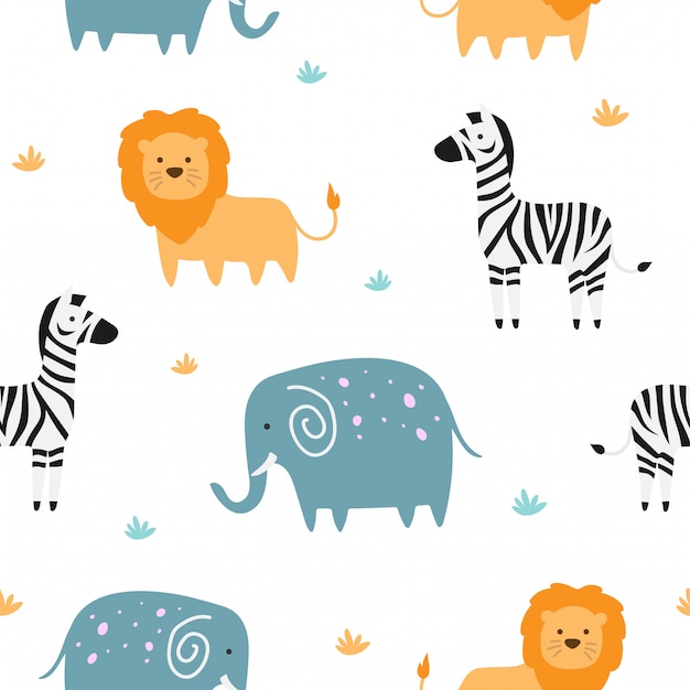 Modelo inconsútil lindo de Savannah Animal para el papel pintado