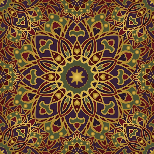 Vector modelo inconsútil del ornamento oriental colorido de los mandalas.