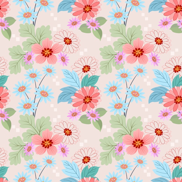 Modelo inconsútil con el vector colorido de las flores para el papel pintado de la materia textil de la tela.