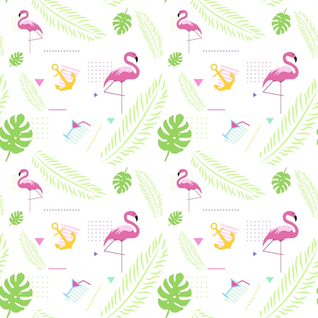 Modelo inconsútil del verano con estilo tropical colorido del fondo del ornamento
