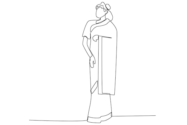 Una modelo india que lleva un elegante sari tradicional de una línea