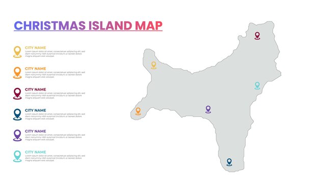 Modelo de infografía de mapa moderno de la isla de Navidad Mapa infográfico detallado de la Isla de Navidad