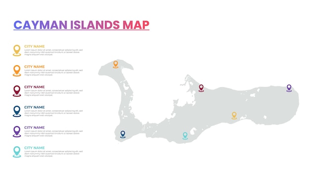 Modelo de infografía de mapa moderno de las Islas Caimán Mapa infográfico detallado de las Isles Caimán Popular