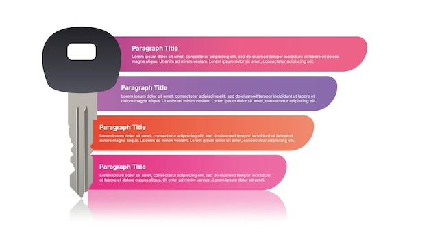 Modelo de infografía moderna para presentaciones de negocios proceso paso a paso con números bloques de texto