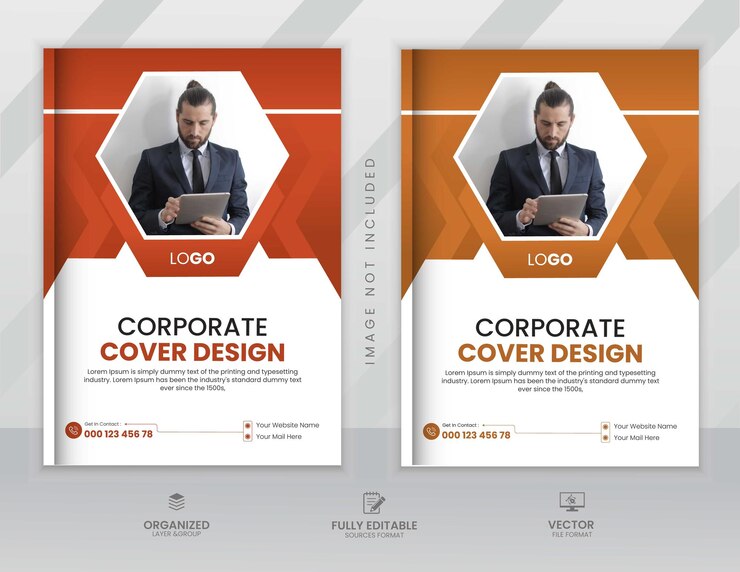 Modelo de informe anual de diseño de la portada del libro de negocios corporativo