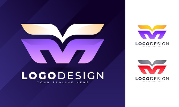 Modelo inicial plantilla de diseño de logotipo de letra M