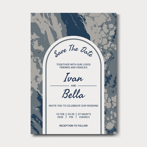 Modelo de invitación de boda de mármol de lujo moderno