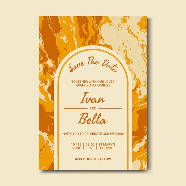 Modelo de invitación de boda de mármol de lujo moderno