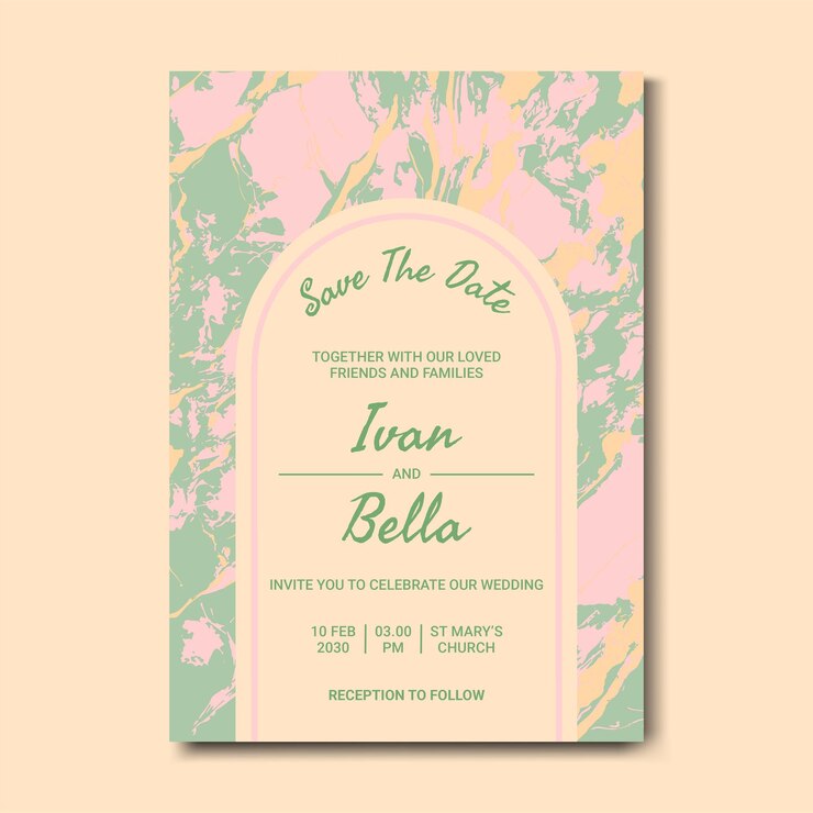 Vector modelo de invitación de boda de mármol de lujo moderno