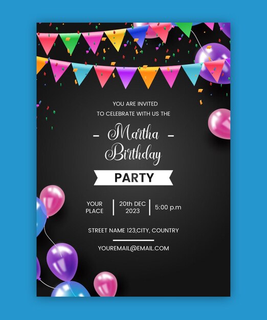 Modelo de invitación a la fiesta de cumpleaños y volante