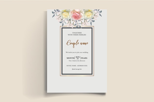 Modelo de invitación floral para la ducha de bodas