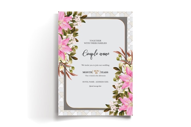 Modelo de invitación floral para la ducha de novia