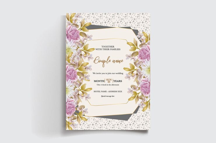 Vector modelo de invitación floral para la ducha de novia