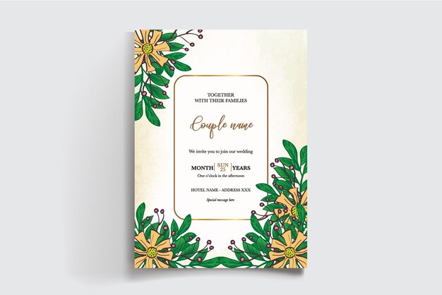 Modelo de invitación floral para la ducha de novia