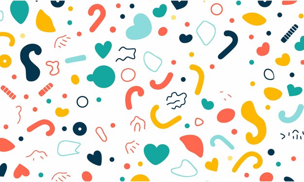 Modelo de línea simple de colores Líneas simples Puntos y signos de interrogación en un fondo blanco