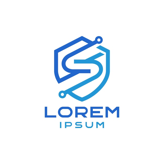 Modelo de logotipo digital de la letra S moderna