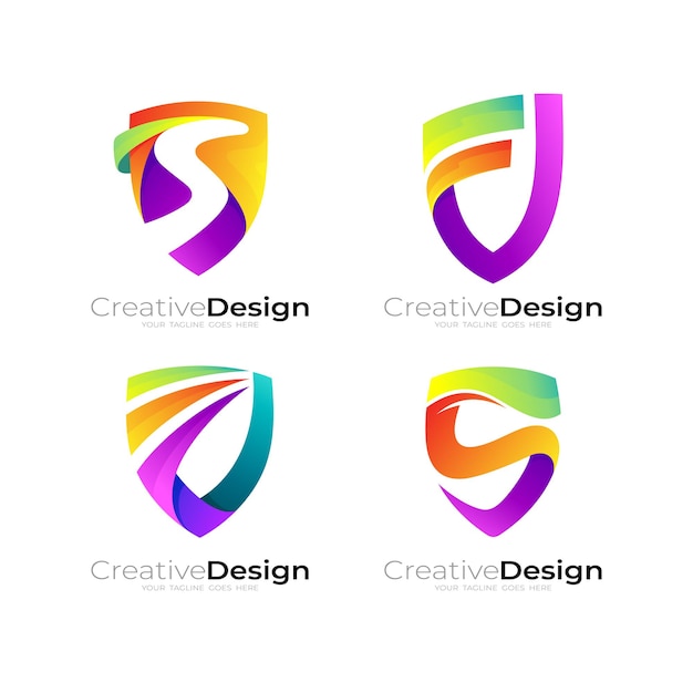 Modelo de logotipo de escudo abstracto Combinación de diseño del logotipo S y la letra S