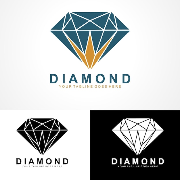 Modelo de logotipo de joyería de estilo moderno con diseño de ilustración de icono vectorial de diamantes