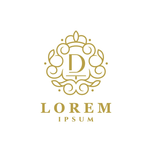 Modelo de logotipo de la letra D del marco de lujo