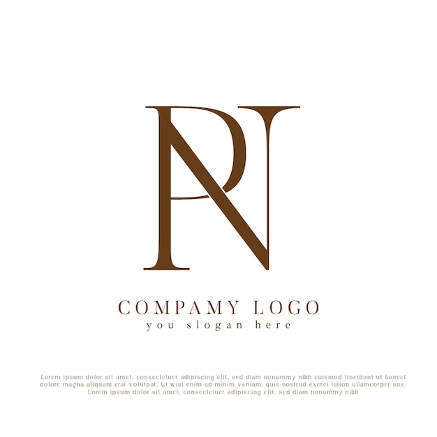 Modelo de logotipo de la letra inicial del monograma elegante PN N P
