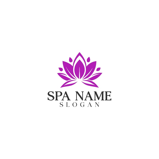 Modelo de logotipo de marca de spa sofisticado con símbolo de loto