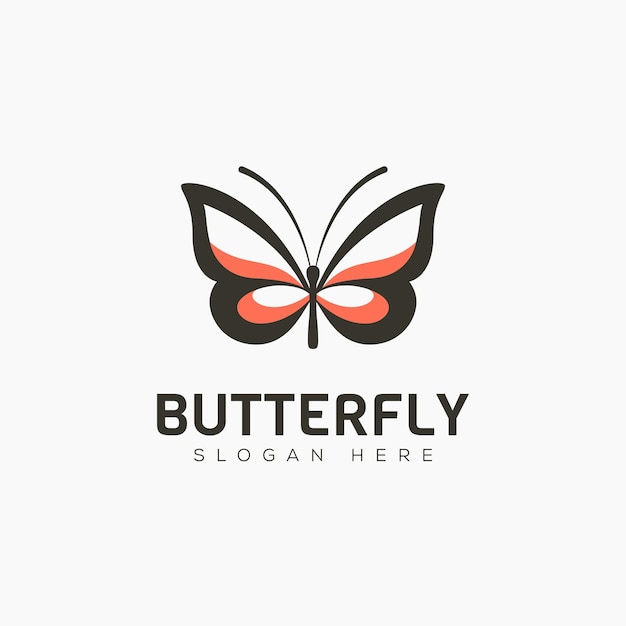 Modelo de logotipo de mariposa abstracta moderna de vector mínimo aislado