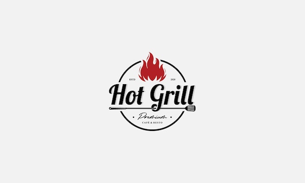 Modelo de logotipo de los vectores de estaurant de parrilla caliente