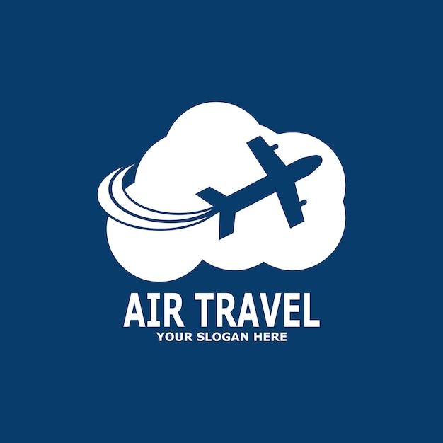 Modelo de logotipo de viaje de la agencia de viajes aéreos azul