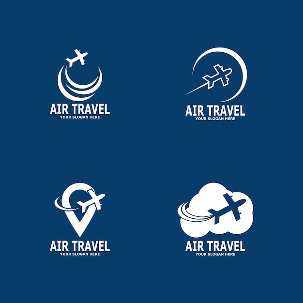 Modelo de logotipo de viaje de la agencia de viajes aéreos azul