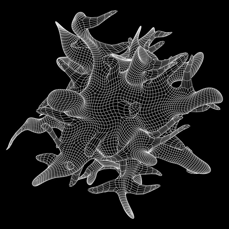 Vector modelo de malla de wireframe de bacterias y virus, ilustración vectorial de microbios