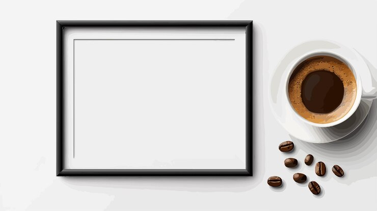 Vector modelo de marco fotográfico de café de ángulo ancho uso de diseño transparente