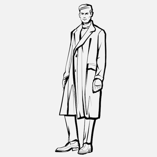 Modelo masculino de moda joven en abrigo