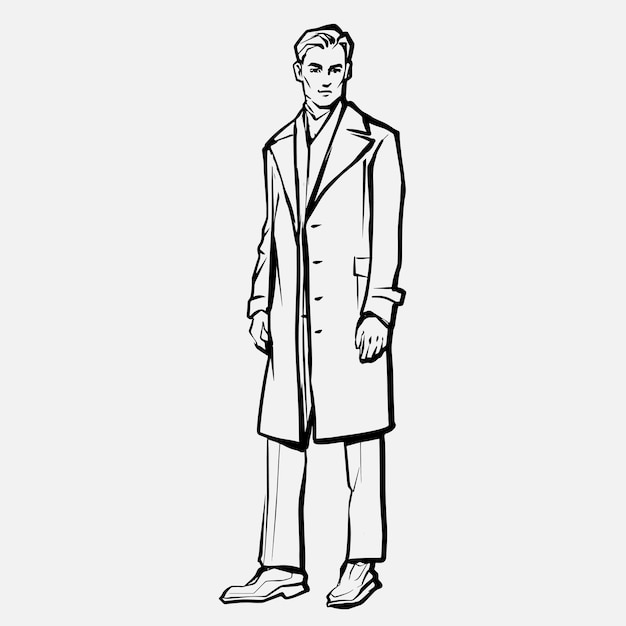Modelo masculino de moda joven en abrigo
