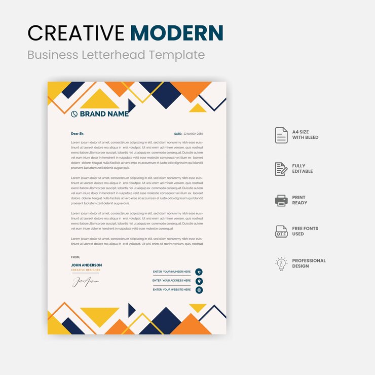Modelo de membrete para empresas modernas y corporativas