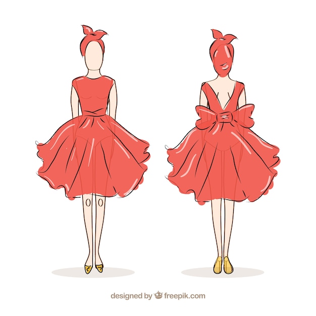 Modelo de moda dibujada a mano