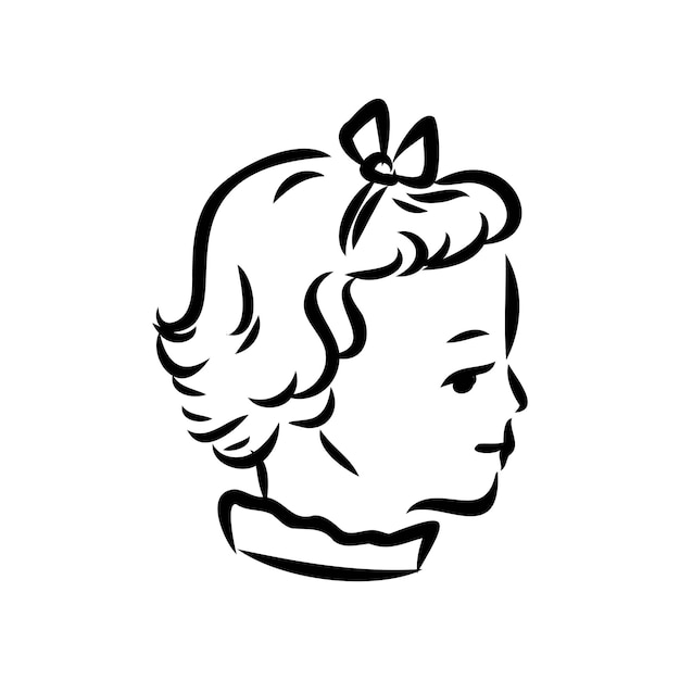 Modelo de moda retro en blanco y negro en estilo boceto ilustración vectorial dibujada a mano