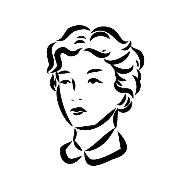 Modelo de moda retro en blanco y negro en estilo boceto ilustración vectorial dibujada a mano