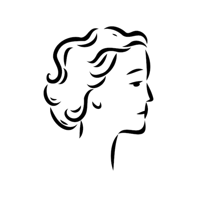 Modelo de moda retro en blanco y negro en estilo boceto ilustración vectorial dibujada a mano