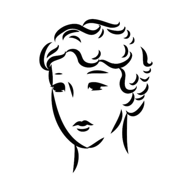 Vector modelo de moda retro en blanco y negro en estilo boceto ilustración vectorial dibujada a mano