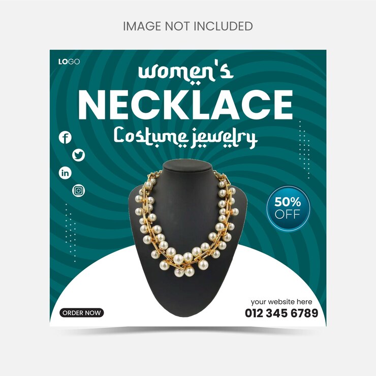 Modelo de moda vectorial y venta de joyas para redes sociales Instagram post web banner premium