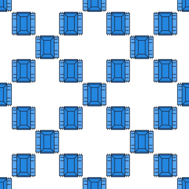 Modelo moderno sin costuras de color vectorial de contenedor de transporte azul abierto