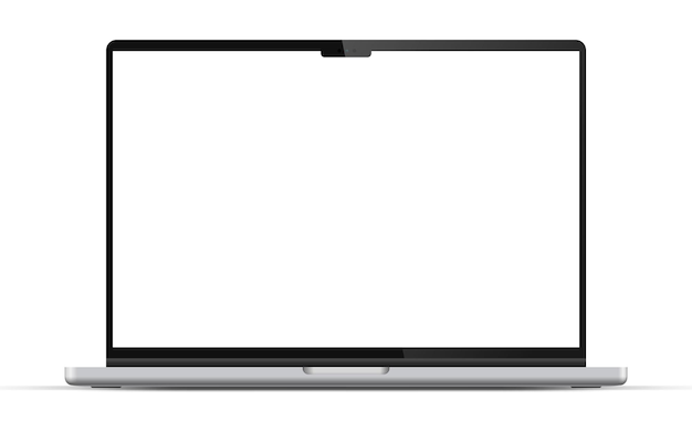 Modelo moderno de portátil vista frontal aislada en fondo blanco Modelo de portátil para aplicación ui ux y web