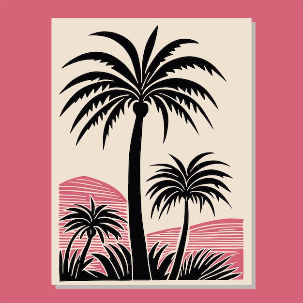 Modelo de obra de arte vectorial de póster minimalista Impresión moderna geométrica de mediados de siglo