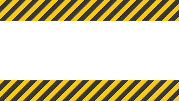 Modelo de pancarta de advertencia con rayas amarillas y negras en el marco de peligro horizontal para