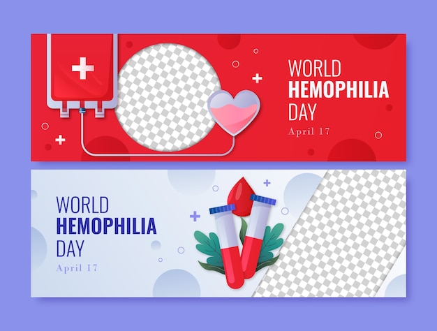 Vector modelo de pancarta horizontal realista para la concienciación sobre el día mundial de la hemofilia