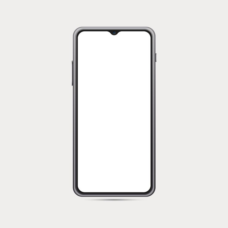modelo de pantalla negra de vista frontal realista de un teléfono inteligente moderno