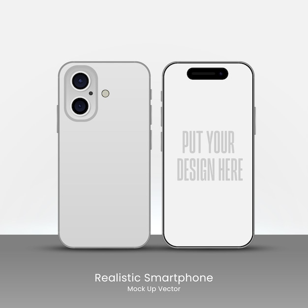 Modelo de pantalla de plantilla de teléfono móvil Iphone 16 con gradiente blanco simple