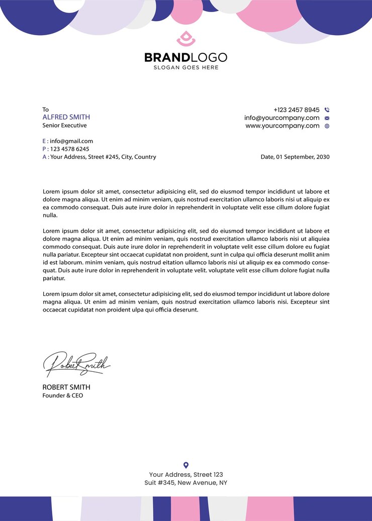 Modelo de papel de carta para empresas y empresas modernas