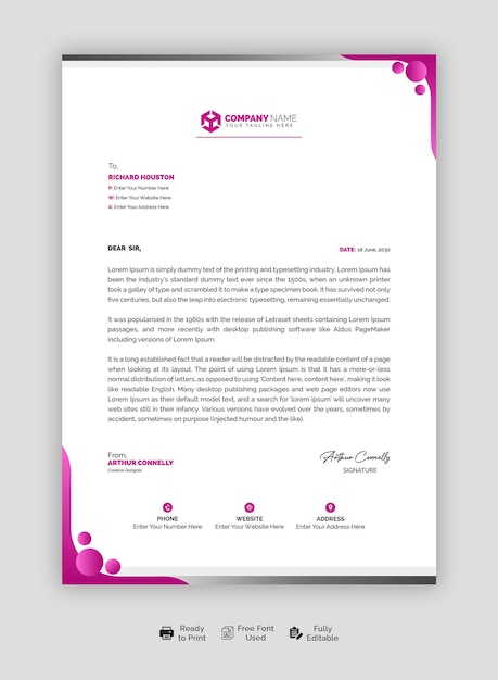 Modelo de papel de carta para empresas y empresas modernas