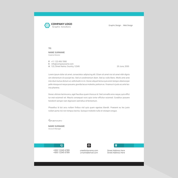 Modelo de papel de carta para empresas y empresas modernas